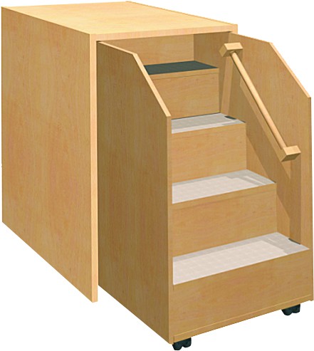 Fahrbare Treppe mit Umbauschrank Breite 60 cm