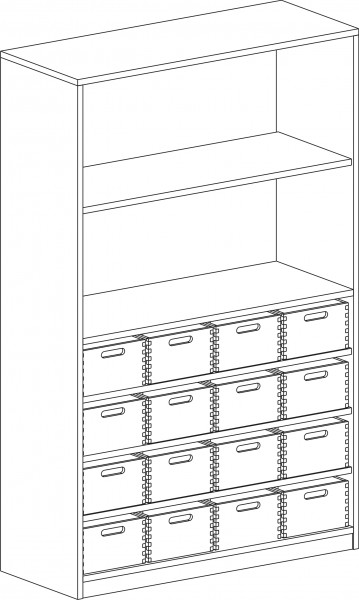 Korpusschrank mit 16 Materialkästen