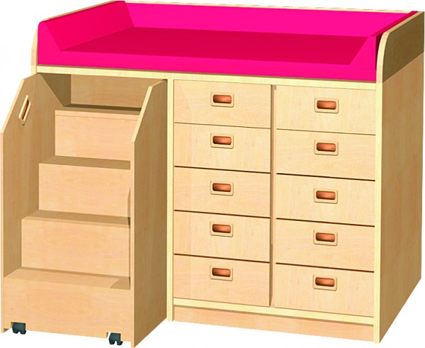 Wickelkommode WKO-24TR BxHxT 125 x 85/105 x 70 cm
