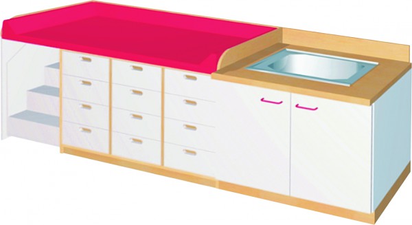 Wickelkommode BKW066T BxHxT 264 x 85/105 x 70 cm